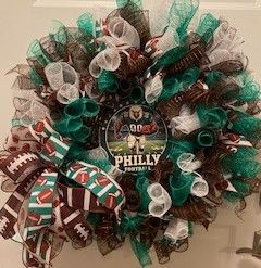 Philadelphia Eagles fan wreath with team sign
