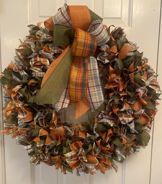 Large Rustic Fall Ribbon Wreath