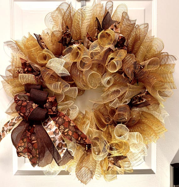 Acorn Fall Wreath — brown and gold